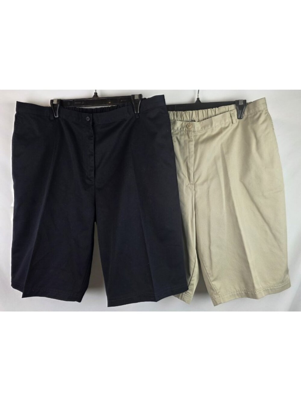 Lands' End Women's Shorts Plus Size 20W Black & Khaki Bermuda Short Lot of 2